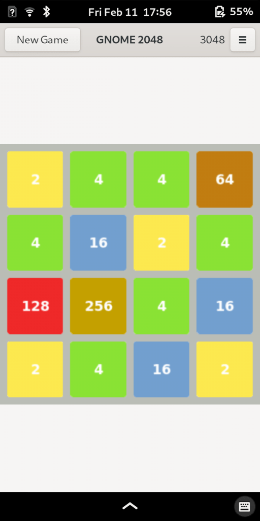 2048 game from the apps for postmarketos on the pinephone article