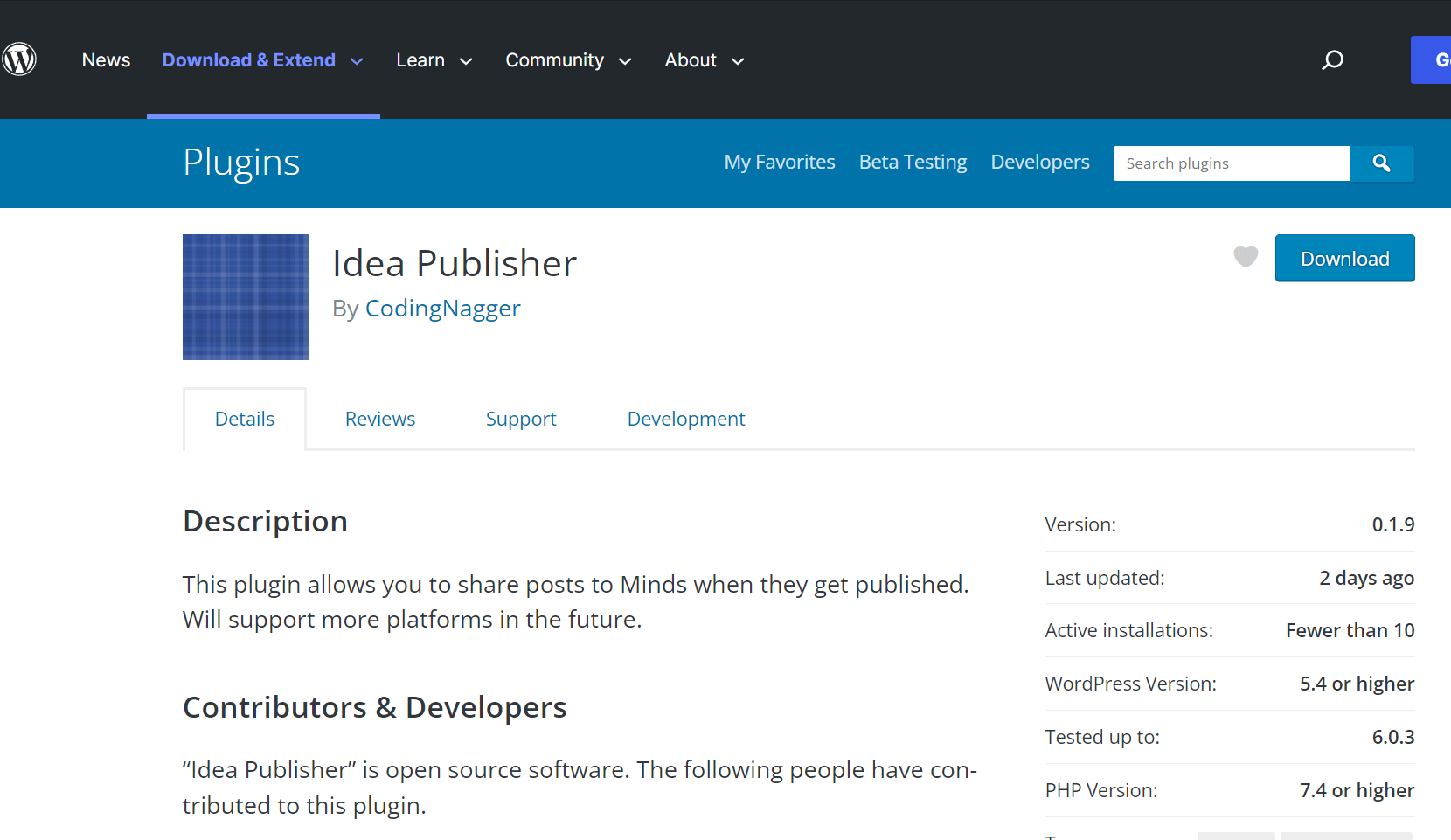 idea publisher wordpress plugin page